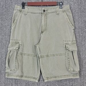 Plugg Cargo Shorts Mens 32* Green 100% Cotton Baggy Loose Grunge Skater